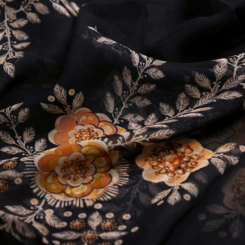 Embroidery Flower And Buds Digital Printed Fabric - Pure Georgette – pg 0 ta08266p 110 c