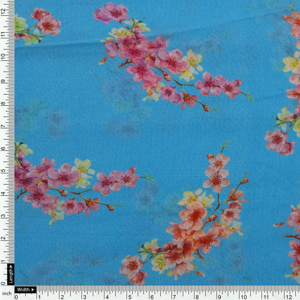 FAB VOGUE Studio's Pure Georgette Digital Printed Ditsy Fabric in Blue – pg 0 ta08283 110 d