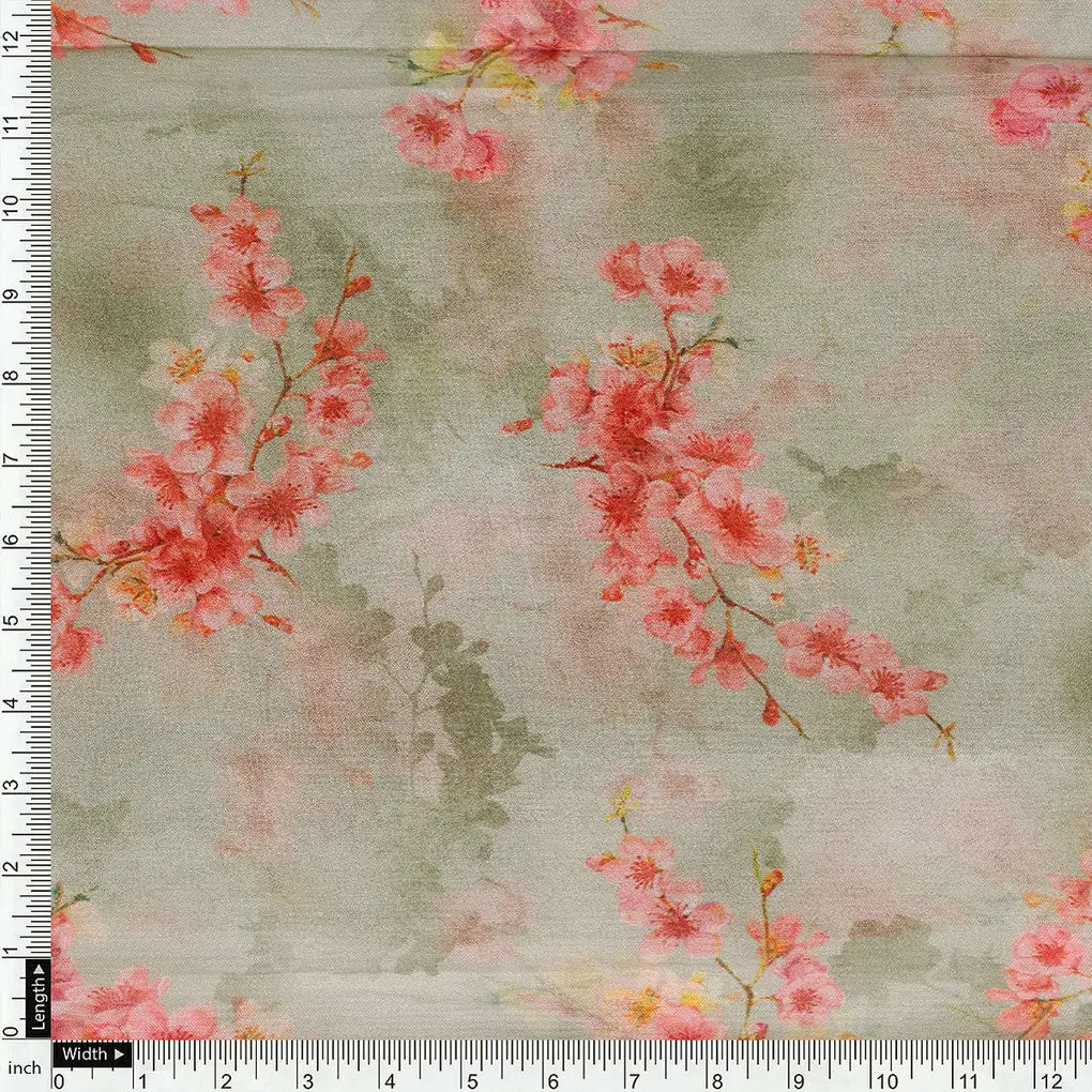 Lovely Purple Violet Flower Digital Printed Fabric - Pure Georgette – pg 0 ta08283p2 110 a