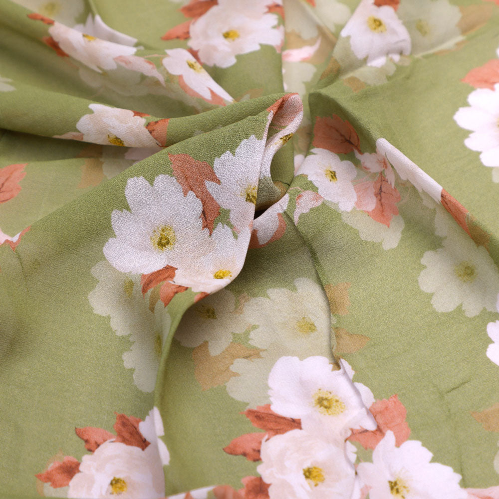 Gorgeous green and white digital printed fabric from FAB VOGUE Studio