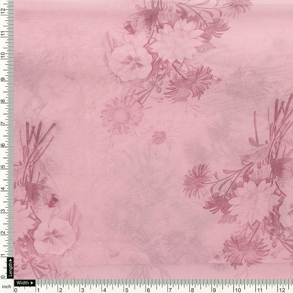 Pinkish Sunflower And Citntz Digital Printed Fabric - Pure Georgette – pg 0 ta08442p1 110 a