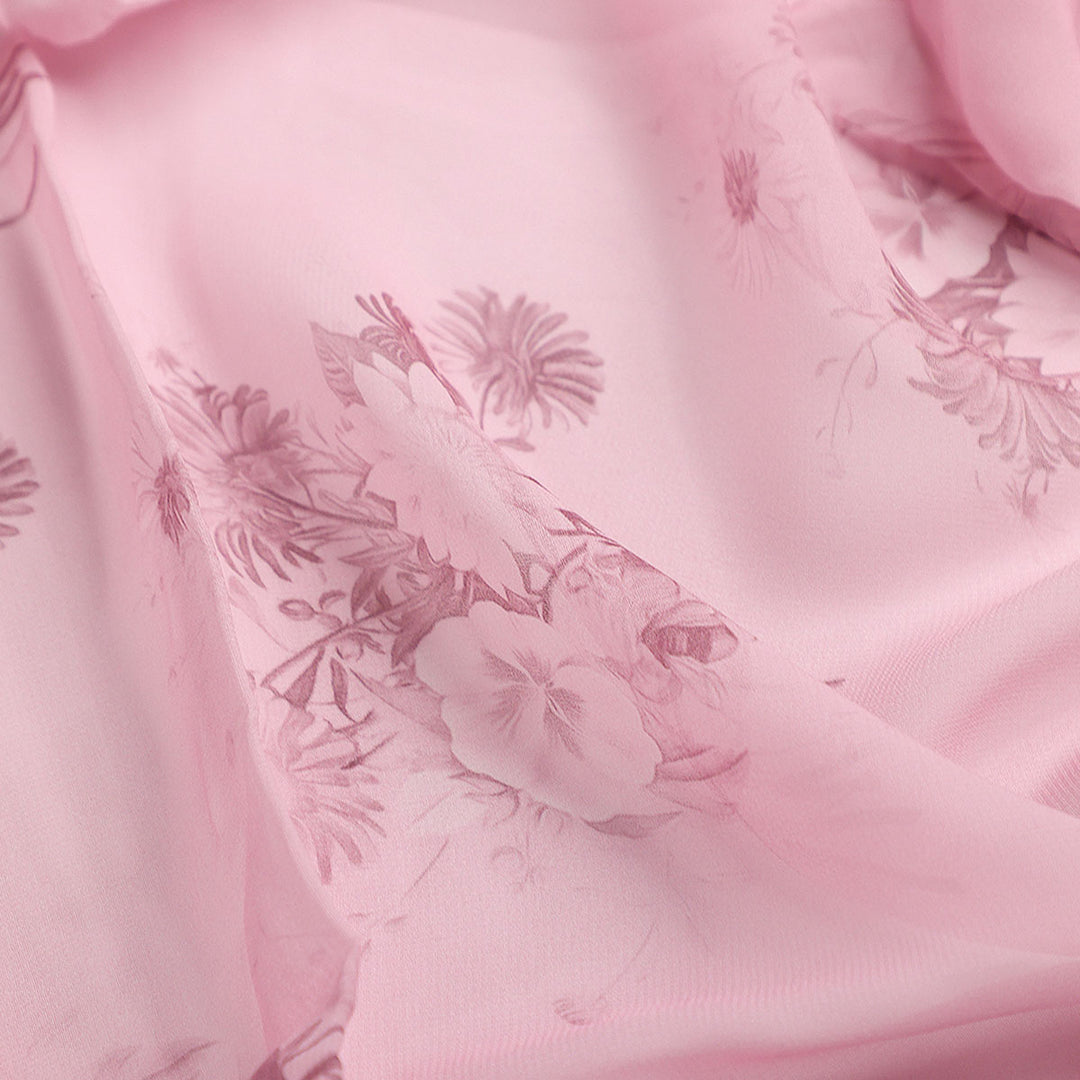 Pinkish Sunflower And Citntz Digital Printed Fabric - Pure Georgette