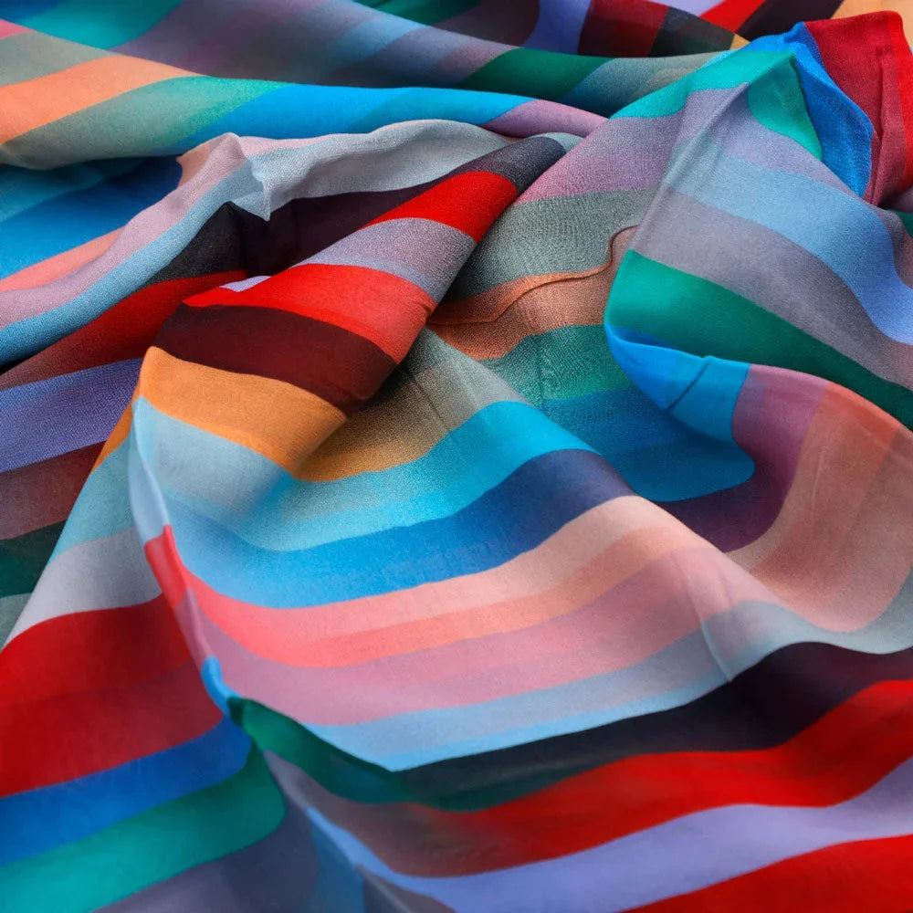 Gorgeous multicolored strips digital printed fabric in pure Georgette – pg 0 ta08671 110 c