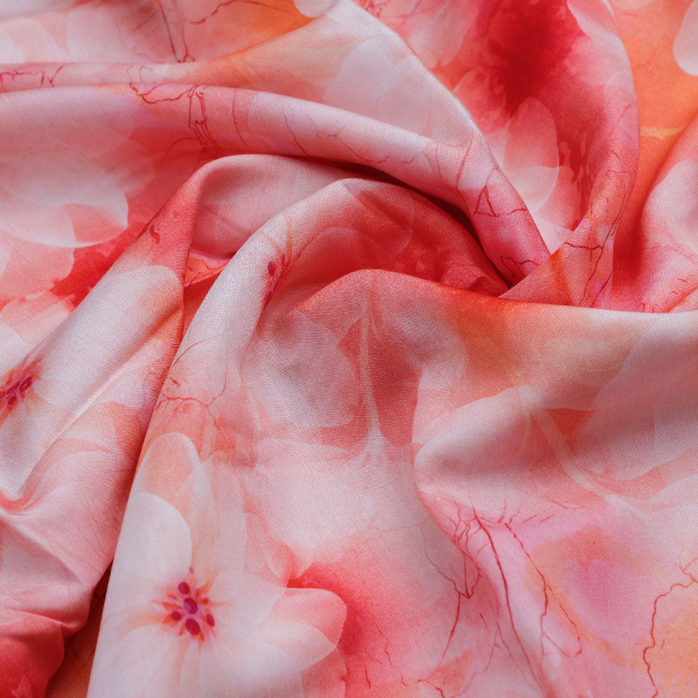 Gorgeous pink and peach damask digital printed fabric