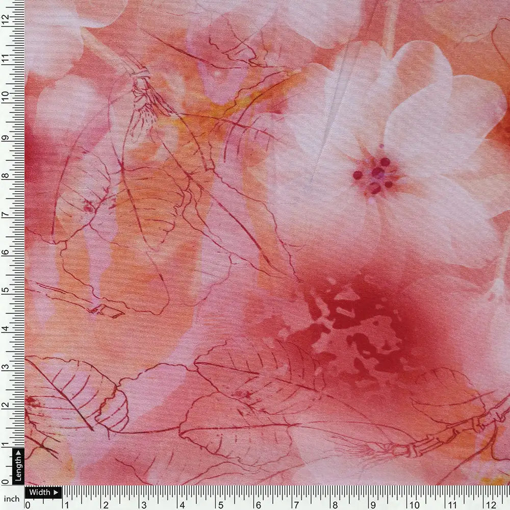 Gorgeous pink and peach damask digital printed fabric – pm 0 0ta06366 110 d