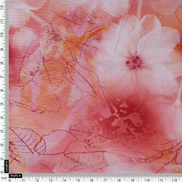 Gorgeous pink and peach damask digital printed fabric