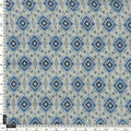 Tiny Blue Medallion Motif Digital Printed Fabric  - Pure Muslin – pm 0 ma012738 110 a