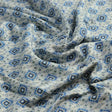 Tiny Blue Medallion Motif Digital Printed Fabric  - Pure Muslin – pm 0 ma012738 110 c