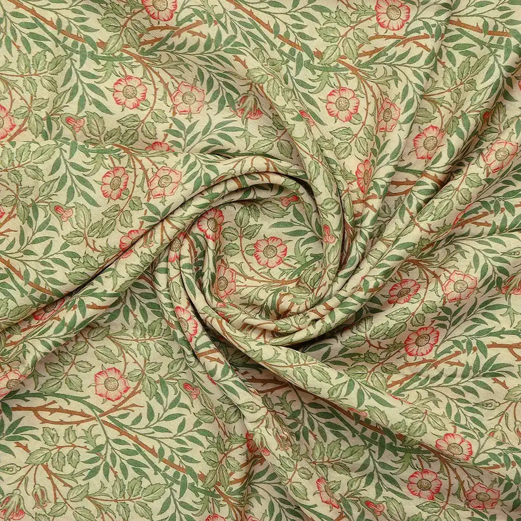 Western Flowers Small Leaves Digital Printed Fabric - Pure Muslin – pm 0 ta 05994 110 bcopy 1