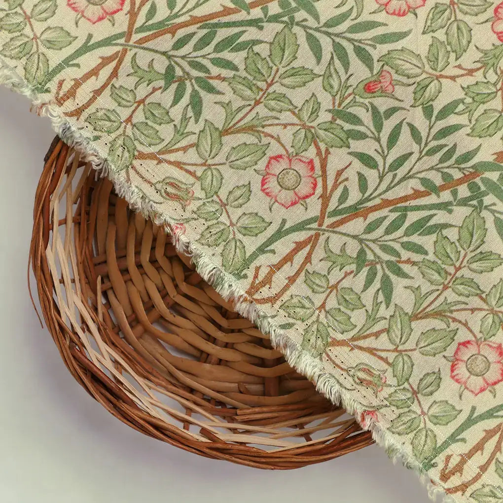 Western Flowers Small Leaves Digital Printed Fabric - Pure Muslin – pm 0 ta 05994 110 dcopy 1
