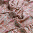 Festive Curve Design Pink Doted Flower Digital Printed Fabric - Pure Muslin – pm 0 ta 06000 110 c