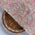 Festive Curve Design Pink Doted Flower Digital Printed Fabric - Pure Muslin – pm 0 ta 06000 110 d