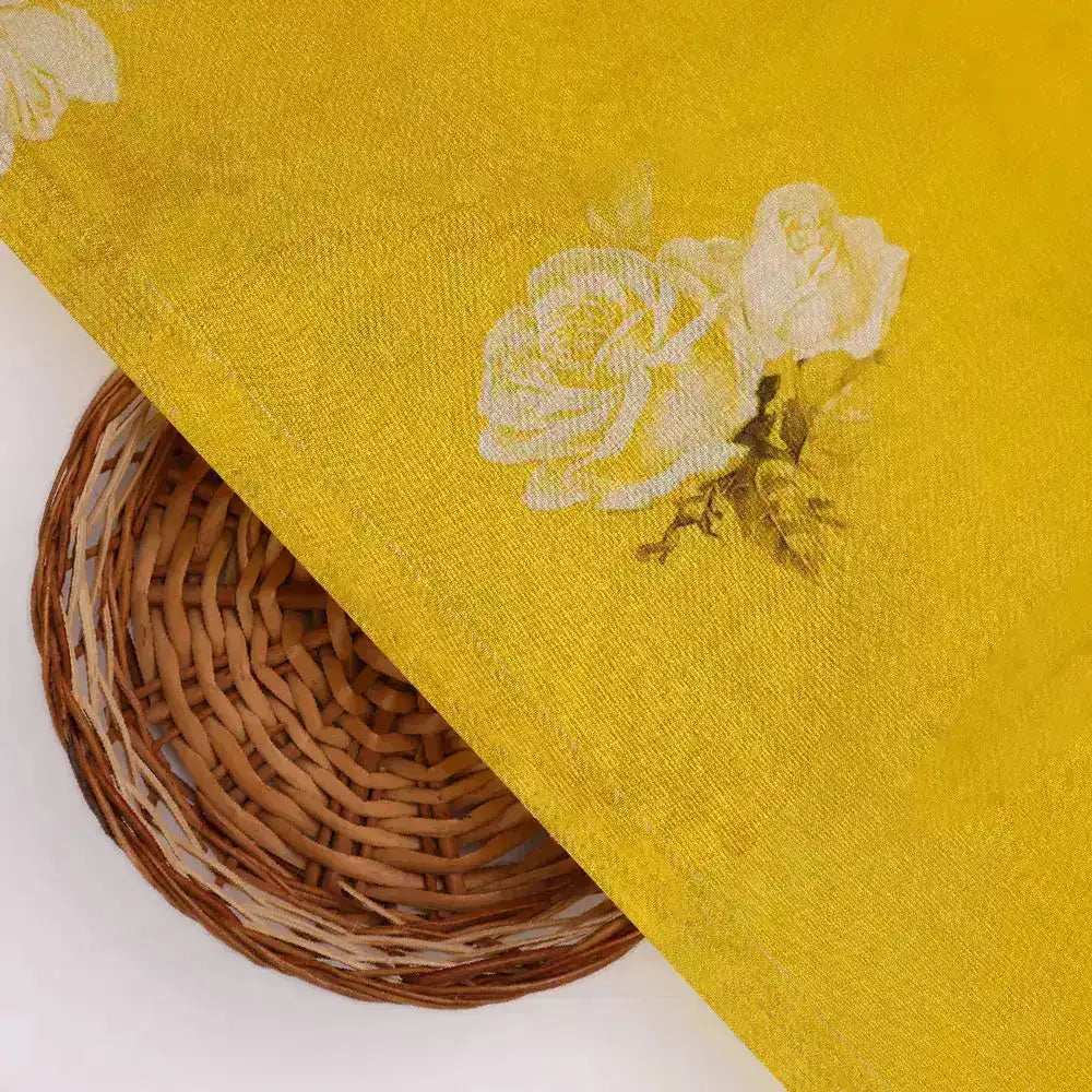 Lemon Yellow Flower Allover Digital Printed Fabric - Pure Muslin – pm 0 ta06831 p8 151 b