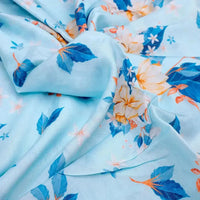Flower On Ocean Blue Digital Printed Fabric - Pure Muslin – pm 0 ta07233 p1 110 c