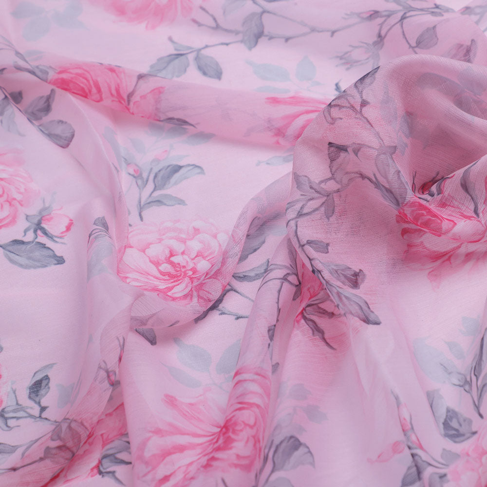 Classy and colorful floral chiffon fabric - Pink
