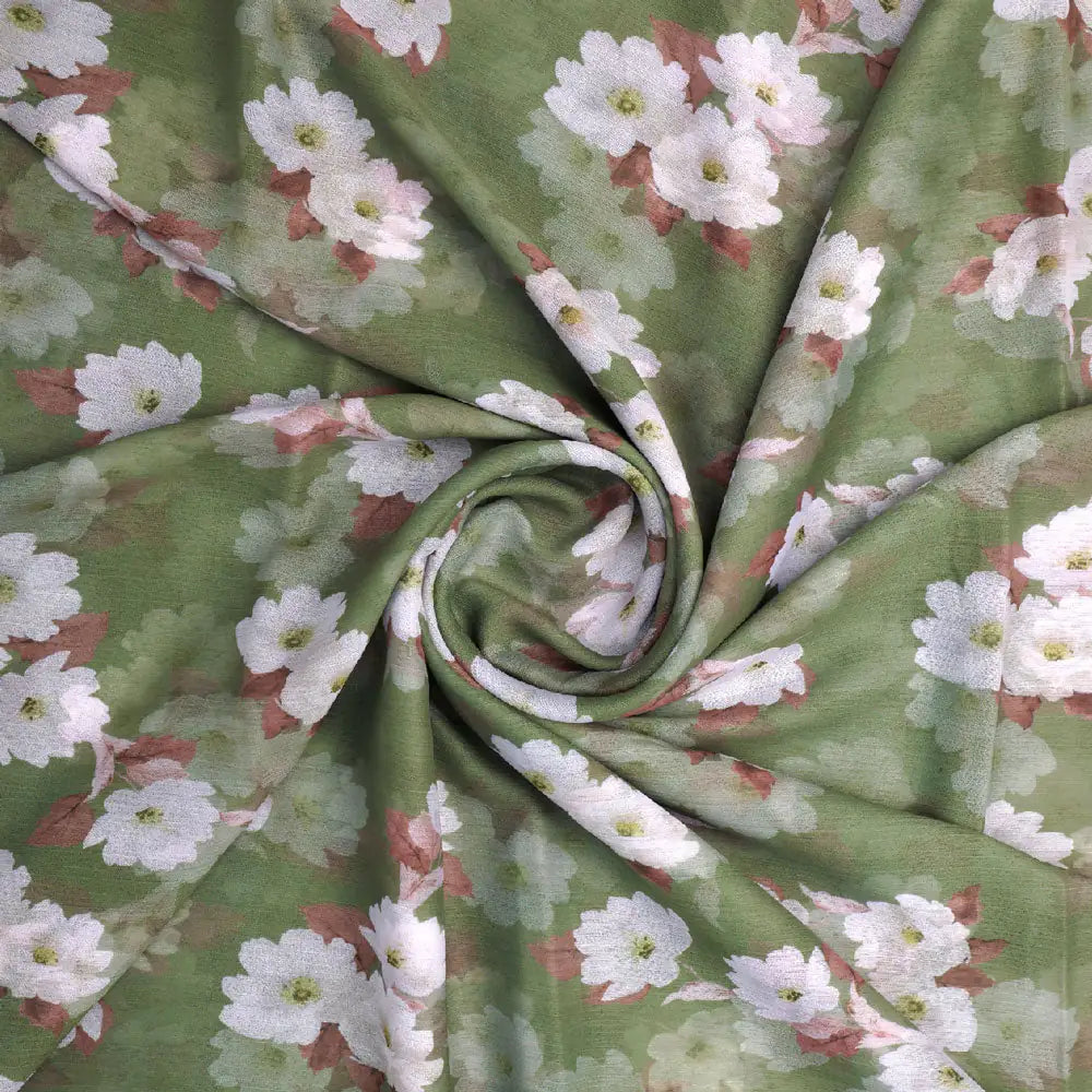 Gorgeous green and white digital printed chiffon fabric by FAB VOGUE Studio – poch 0 ta08334p4 108 a