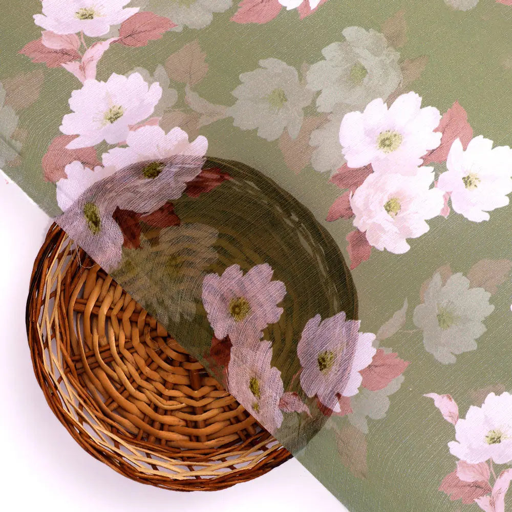 Gorgeous green and white digital printed chiffon fabric by FAB VOGUE Studio – poch 0 ta08334p4 108 b