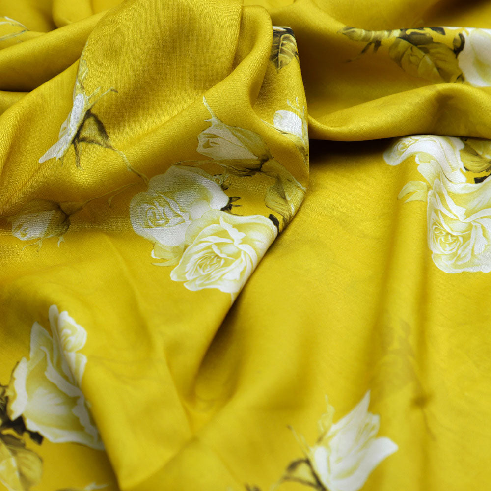 Gorgeous yellow Cotton digital printed fabric by FAB VOGUE Studio