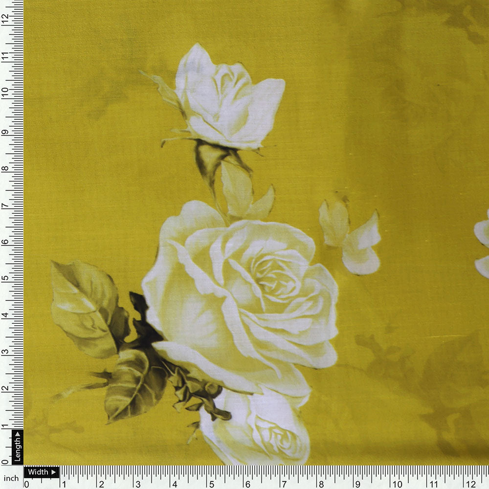 Gorgeous yellow Cotton digital printed fabric by FAB VOGUE Studio