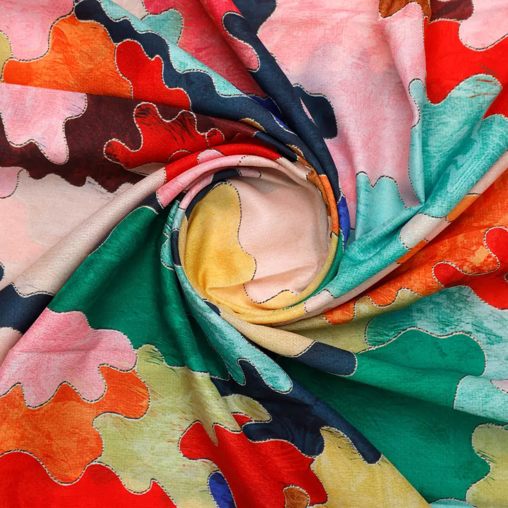 FAB VOGUE Studio - Multicolor Suzani Digital Printed Cotton Fabric – poco 0 ta07046 108 a