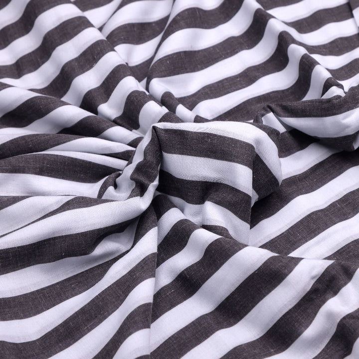 Gorgeous digital printed Cotton fabric with white and black stripes