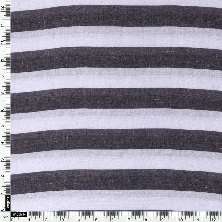 Gorgeous digital printed Cotton fabric with white and black stripes