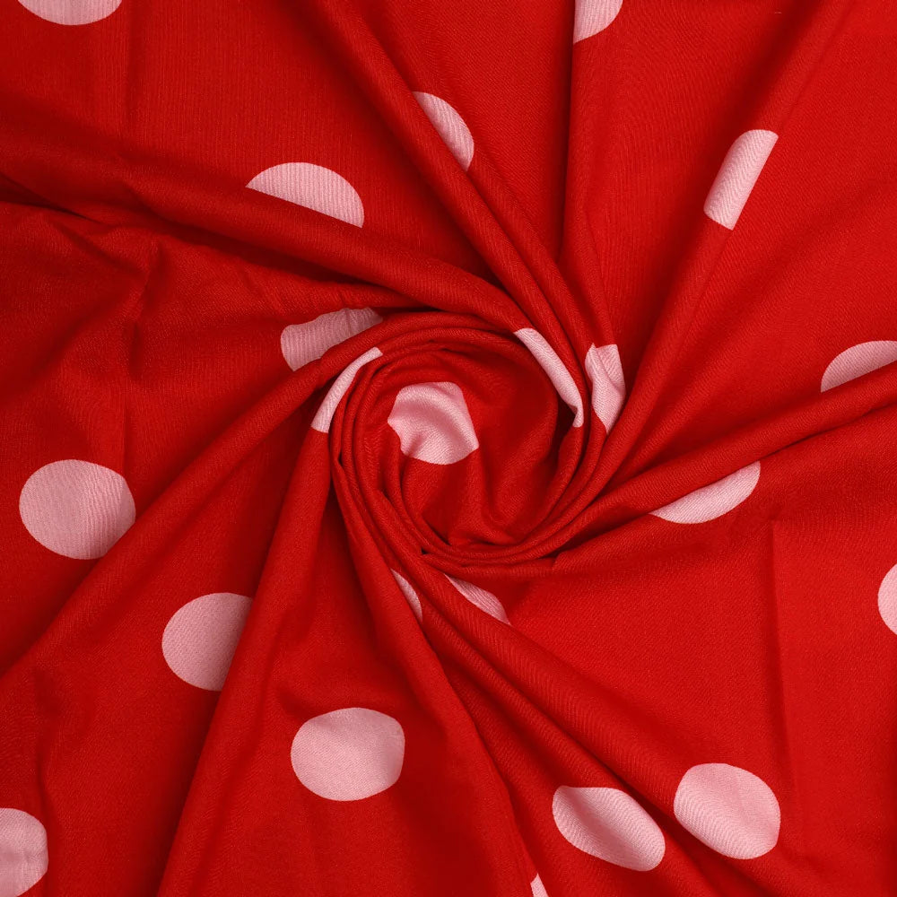 FAB VOGUE Studio - Red Polka Dot Digital Printed Fabric – poco o ta07539 108 a