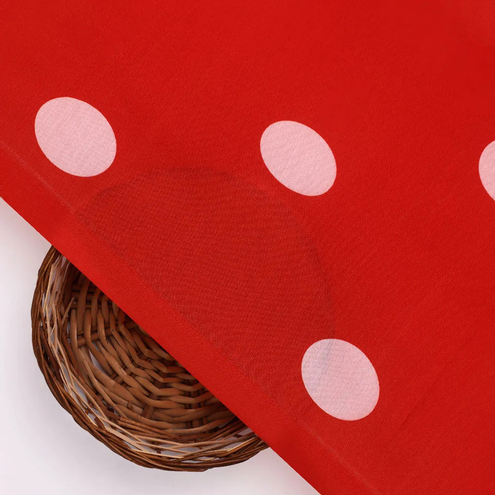 FAB VOGUE Studio - Red Polka Dot Digital Printed Fabric – poco o ta07539 108 b