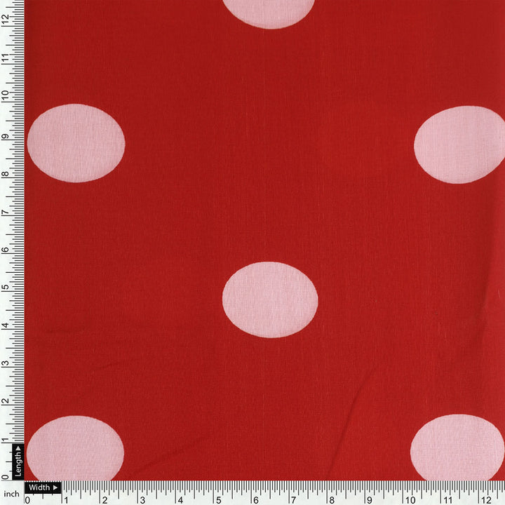 FAB VOGUE Studio - Red Polka Dot Digital Printed Fabric