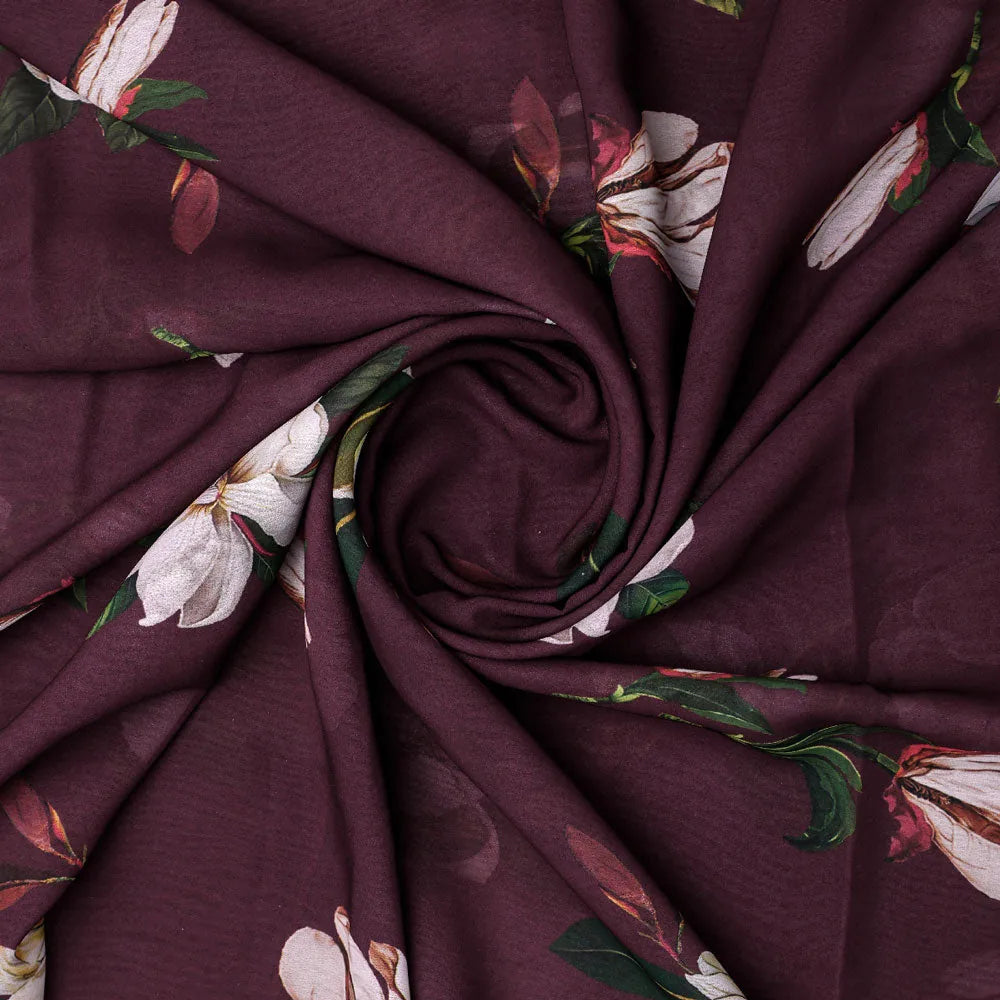 Floral Digital Printed Georgette Fabric in Brown – pog 0 ma05154 110 a