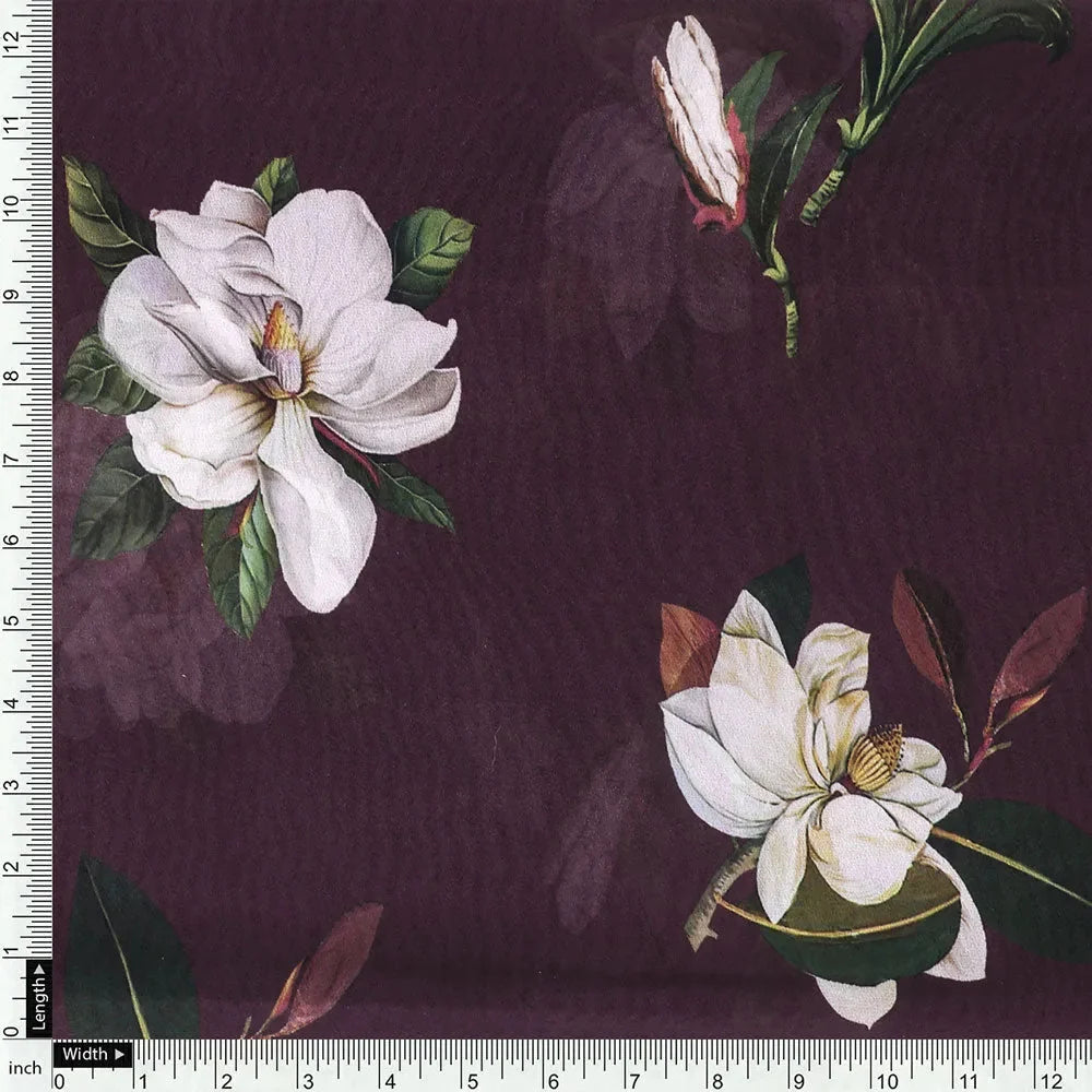Floral Digital Printed Georgette Fabric in Brown – pog 0 ma05154 110 d