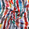 Classy Cream and Multicolor Georgette Digital Printed Fabric with Strips and Waving Design – pog 0 ta01038 110 a