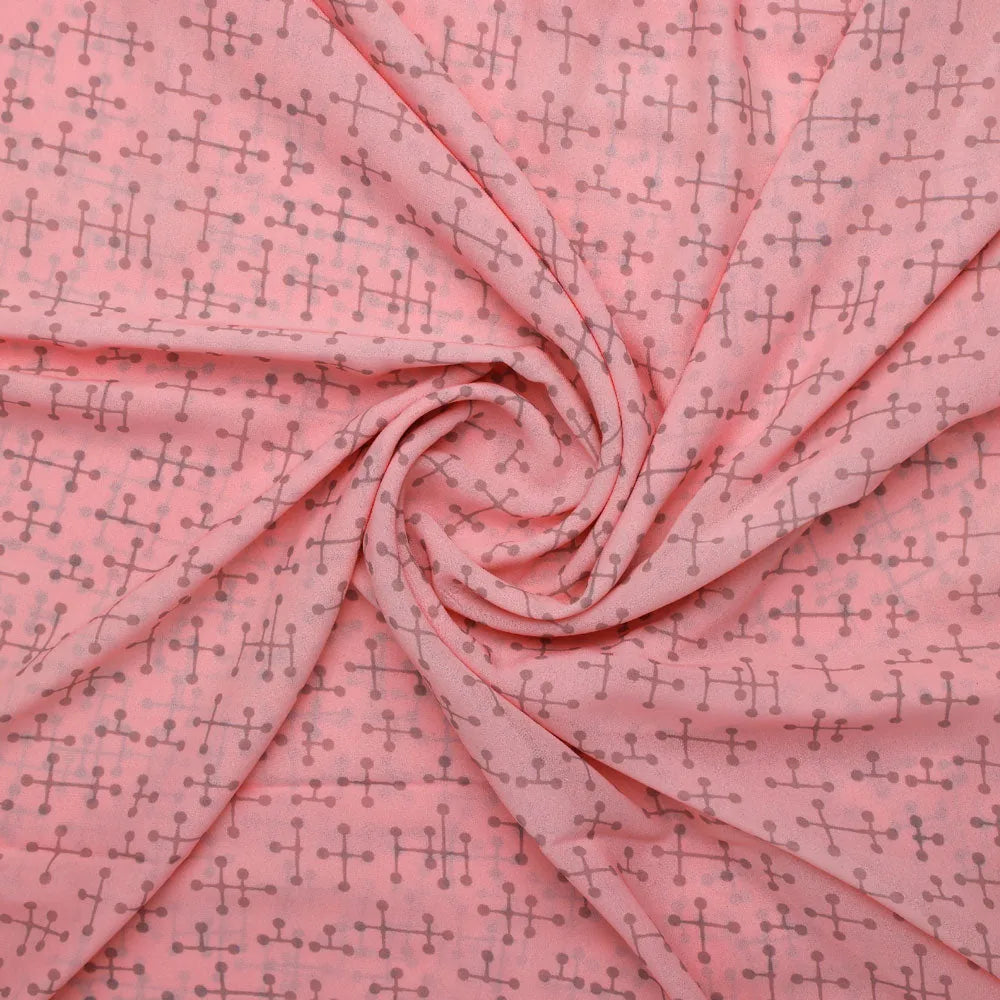 Gorgeous geometric printed Georgette fabric from FAB VOGUE Studio – pog 0 ta05447b 110 a