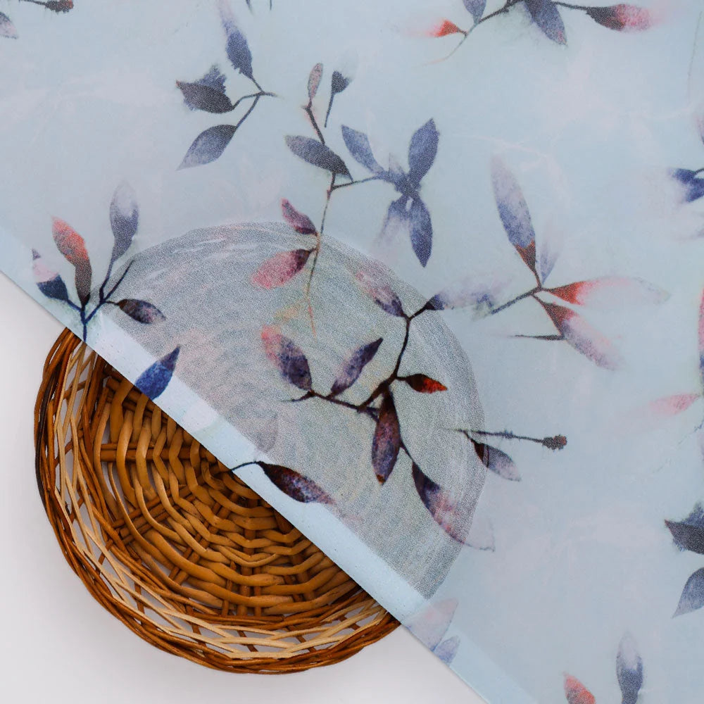 Georgette Digital Printed Fabric with Leaves Design in Blue – pog 0 ta05861p2 110 b