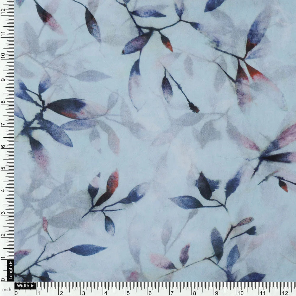 Georgette Digital Printed Fabric with Leaves Design in Blue – pog 0 ta05861p2 110 d