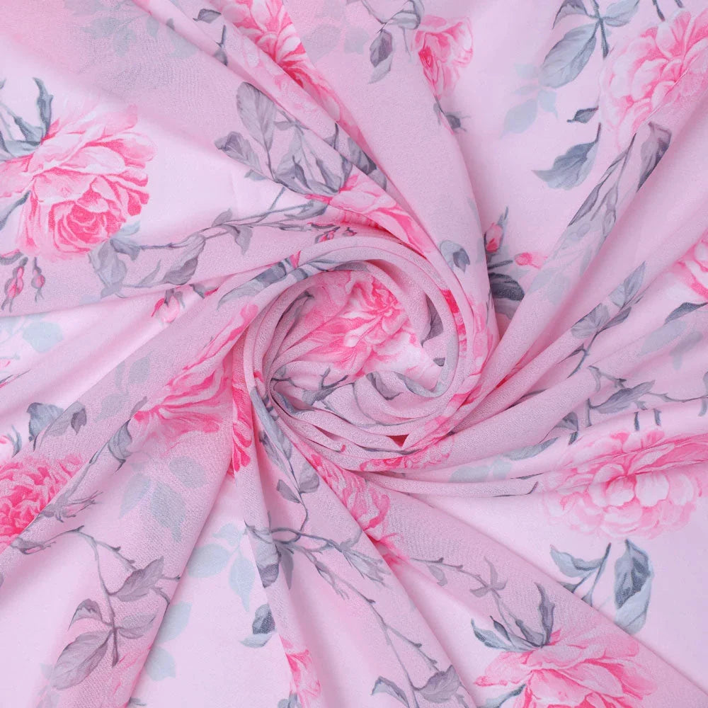 Classy Pink Floral Georgette Digital Printed Fabric – pog 0 ta06118p2 110 a