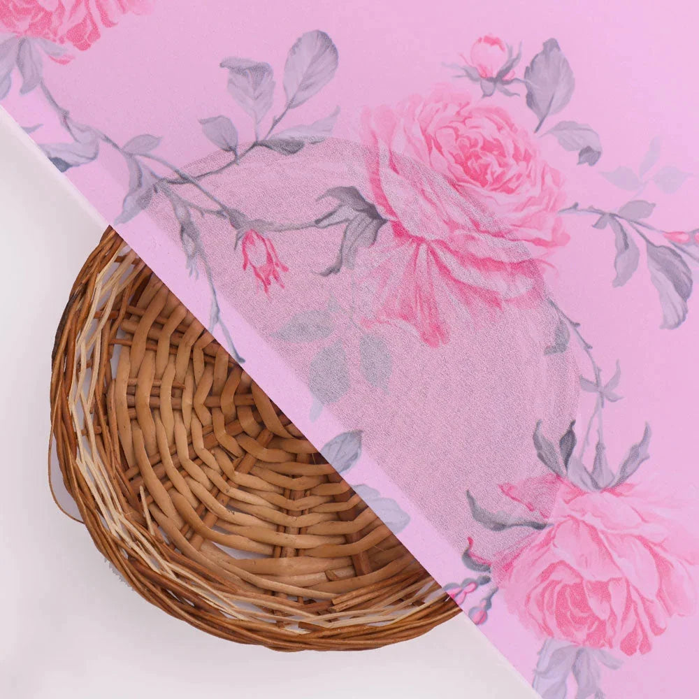 Classy Pink Floral Georgette Digital Printed Fabric – pog 0 ta06118p2 110 b