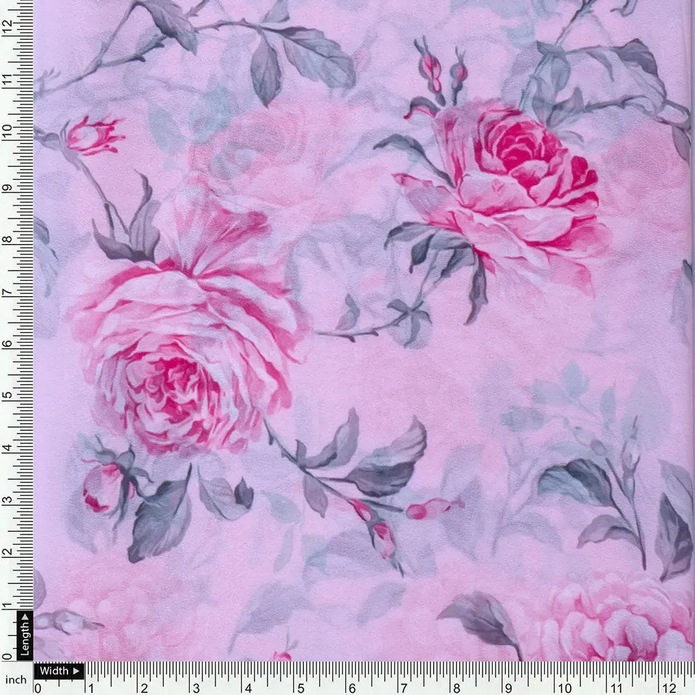 Classy Pink Floral Georgette Digital Printed Fabric – pog 0 ta06118p2 110 d