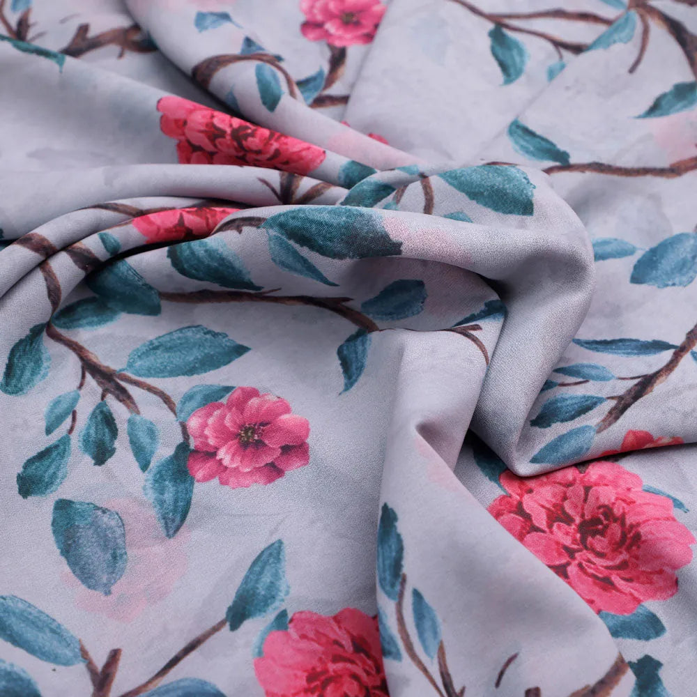 Floral & Leaves Digital Printed Georgette Fabric from FAB VOGUE Studio – pog 0 ta06641p4 110 c