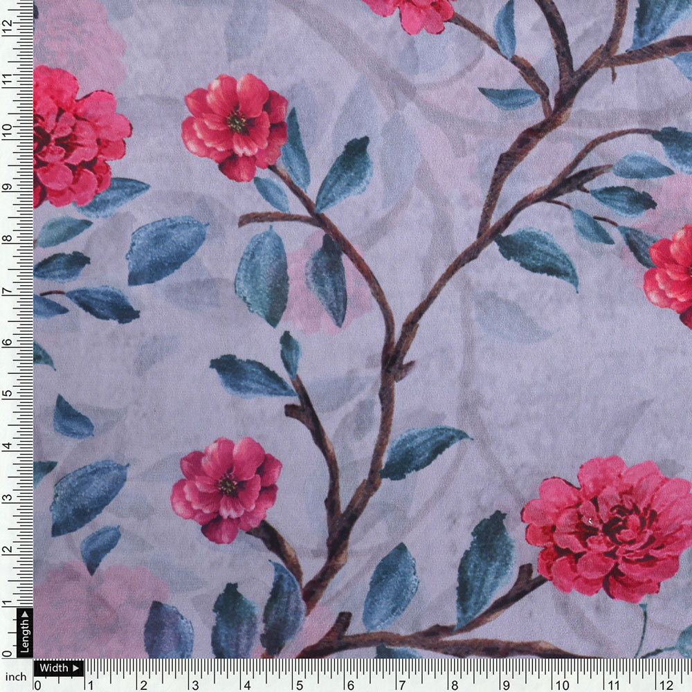 Floral & Leaves Digital Printed Georgette Fabric from FAB VOGUE Studio