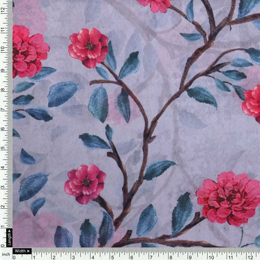 Floral & Leaves Digital Printed Georgette Fabric from FAB VOGUE Studio – pog 0 ta06641p4 110 d