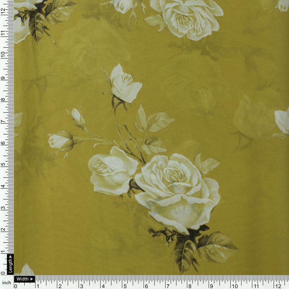 Classy Green and Yellow Floral Georgette Fabric