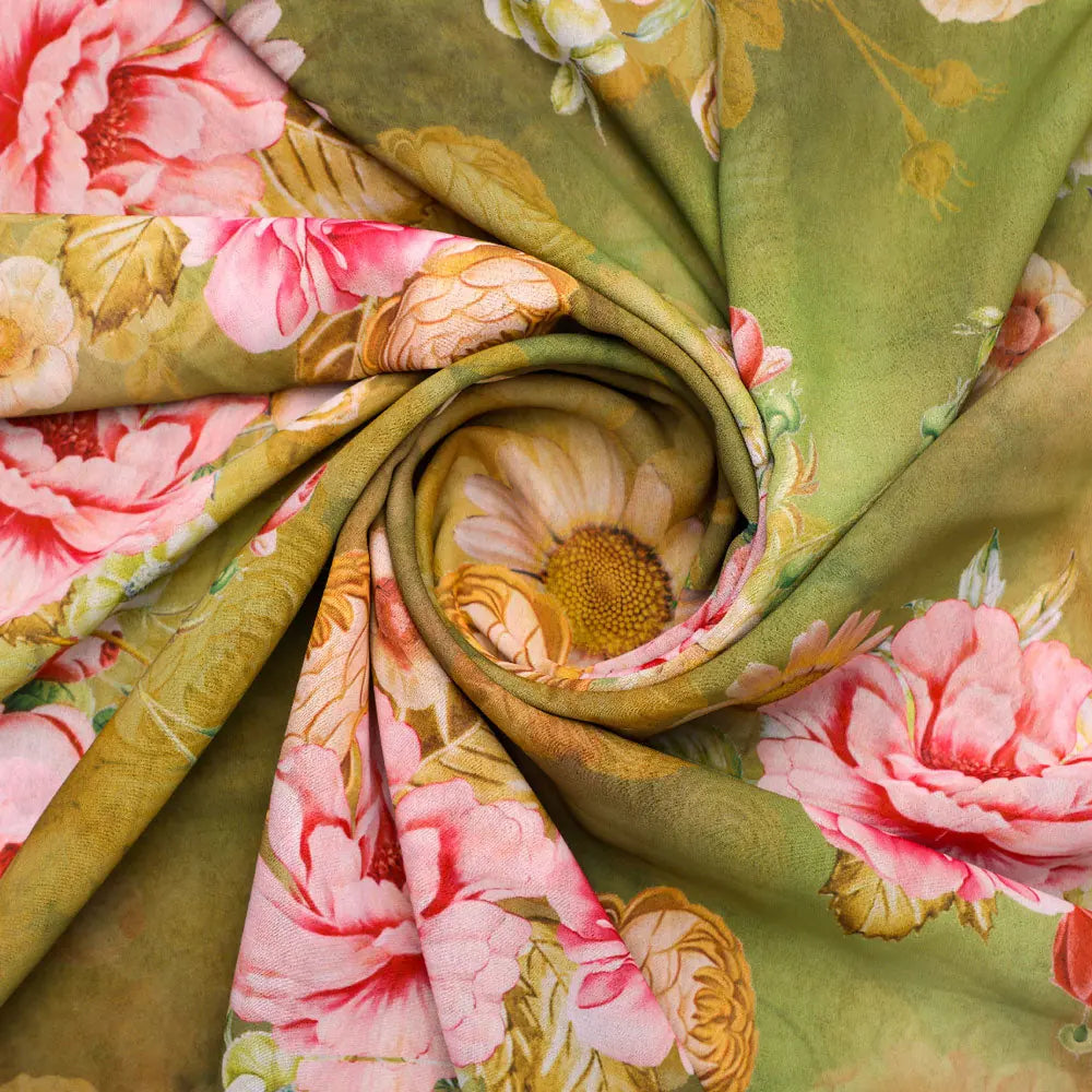 Floral decorative digital printed Georgette fabric from FAB VOGUE Studio – pog 0 ta07237p4 110 a