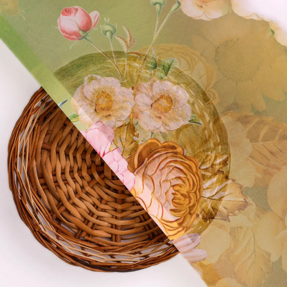 Floral decorative digital printed Georgette fabric from FAB VOGUE Studio – pog 0 ta07237p4 110 b