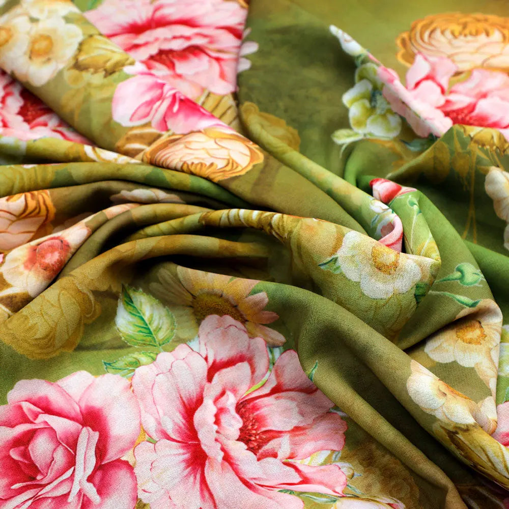 Floral decorative digital printed Georgette fabric from FAB VOGUE Studio – pog 0 ta07237p4 110 c