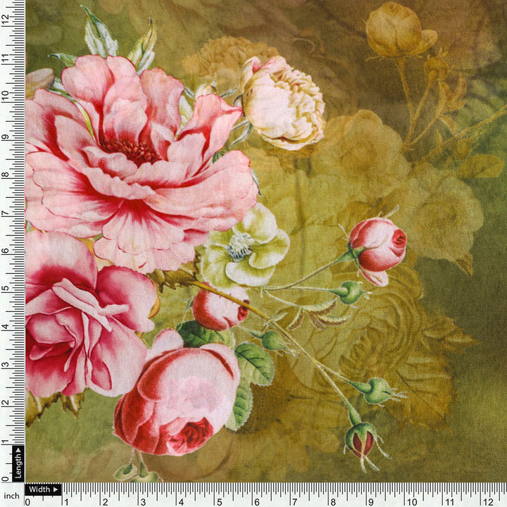 Floral decorative digital printed Georgette fabric from FAB VOGUE Studio