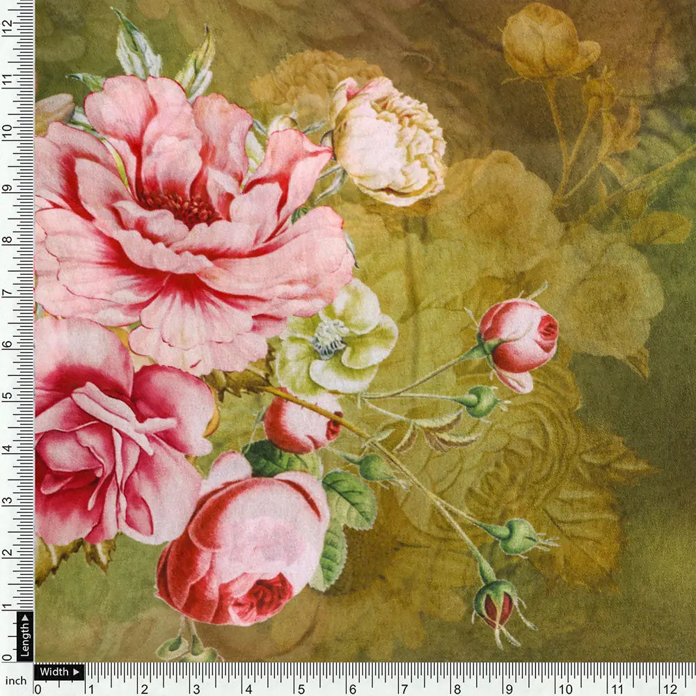 Floral decorative digital printed Georgette fabric from FAB VOGUE Studio – pog 0 ta07237p4 110 d