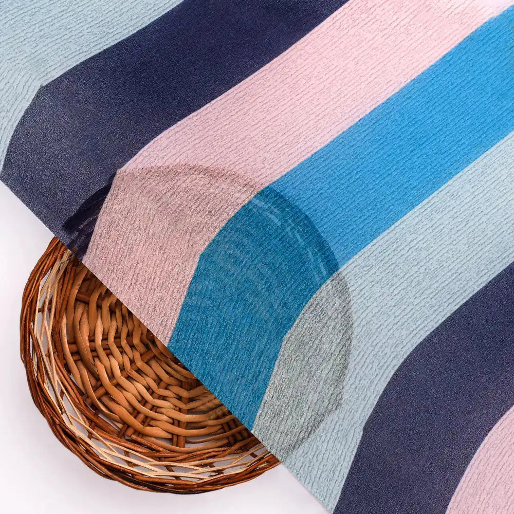 Gorgeous green, blue and cream digital printed fabric in georgette – pog 0 ta07534 110 b