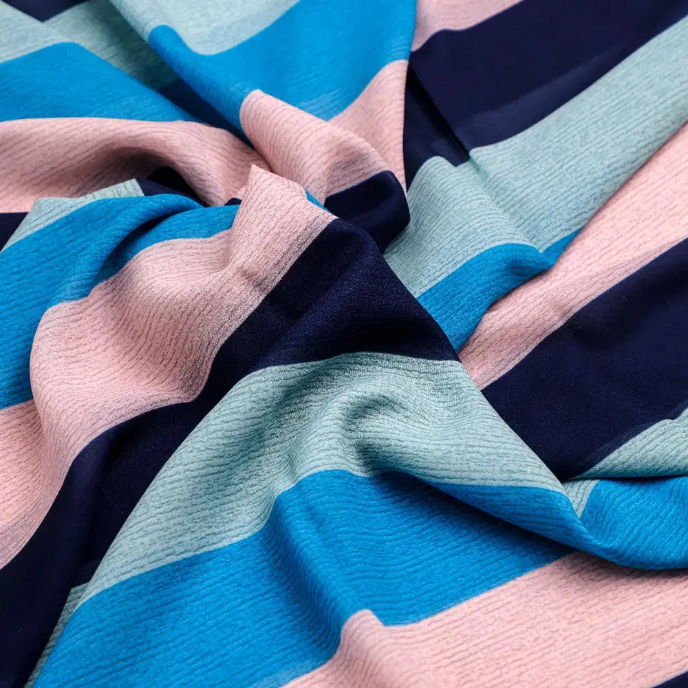 Gorgeous green, blue and cream digital printed fabric in georgette – pog 0 ta07534 110 c