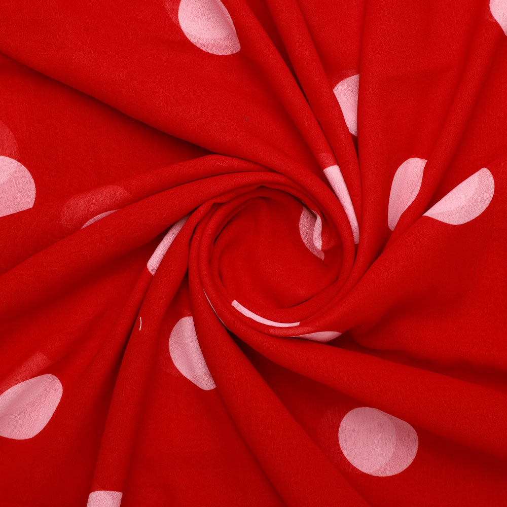Georgette Digital Printed Polka Dot Fabric in Red by FAB VOGUE Studio – pog 0 ta07539 110 a